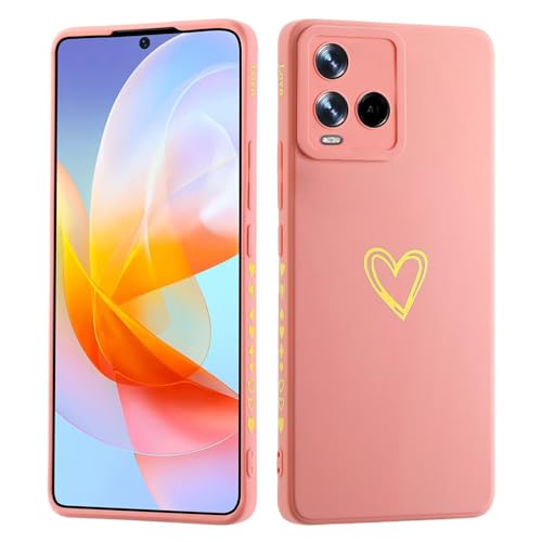 LENGRACE para Vivo Y21/ Vivo Y21S/ Vivo Y33S Patrón De Corazón Funda,Love Patrón Moda Lindo para Mujeres Niñas Silicona Antichoque TPU Carcasa-Rosa
