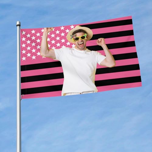 image for Generic Custom Pink American Flag 3x5 Ft, Personalized Funny Flags Des