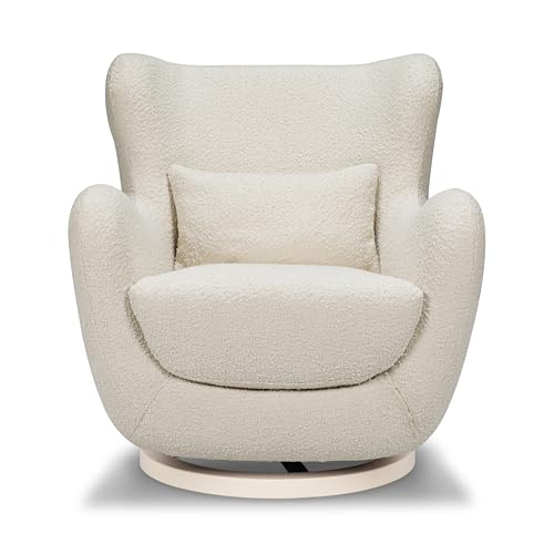 Nursery Works Solstice Swivel Glider in Ivory Boucle with Ivory Wood Base, Greenguard Gold Certified and CertiPUR-US® Certified - Thumbnail 7