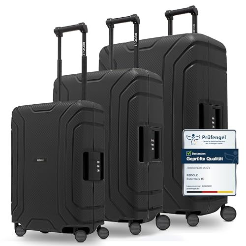 REDOLZ Hartschalen Koffer-Set 3-teilig ohne Reißverschluss | 3-Punkt-Verschluss-System | aus...
