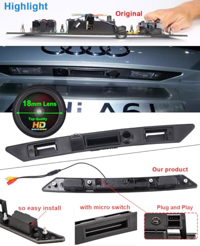Image of 1280*720 pixels HD Car Rear View Trunk handle Camera Parking Reverse back up camera replacement for Audi A4 S4 RS4 quattro 8E2 B6 8EC B7 B8 Avant 8E5 B6 Cabrio Cabriolet Convertible 8H7 8HE 8ED B6 B7