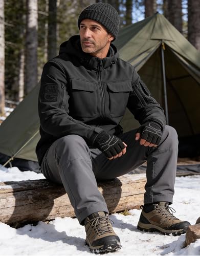 Veste softshell imperméable pour homme d'extérieur tactique à capuche - 3