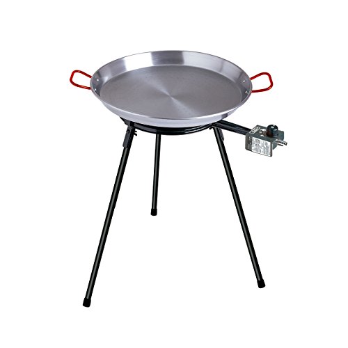 Algon Ap95 Paellero, Color Negro, 30 Cm De Diámetro Por 54 Cm De Altura, Acero Esmaltado