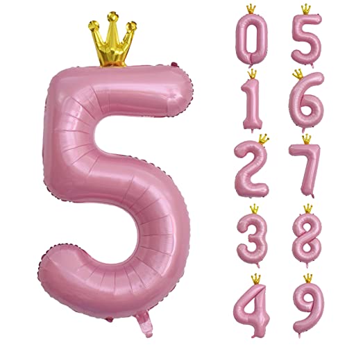 養楽堂 誕生日 数字バルーン 数字 王冠 40インチ 0-9 大きい　風船 セット バースデー パーティー デコレーション セット 飾り風船 パーティー お祝い 結婚式 記念日 お祝い 誕生日 飾り付け 子供 大人兼用 ピンク5