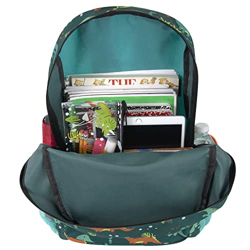 Trail Maker Boys Backpack And Pencil Case Set For Kindergarten, Elementary School, 17 Inch Kids Backpack With Side Pockets (Goofy Grinning Dinos) #TOP3