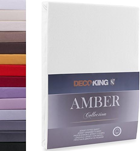 DecoKing Fitted Sheet UK Single Cotton Jersey Boxspring, Amber Collection, 80x200-90x200 cm Steel Grey Silver
