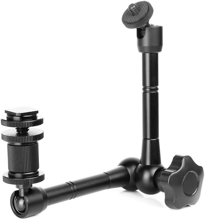 HuaerHui 11 Inch Adjustable Articulating Friction Magic Arm with 1/4" Thread Screw and Hot Shoe Mount Adapter for DSLR Camera Rig/Camcorder/LCD Monitor/LED Lights/Flash Light/Microphone