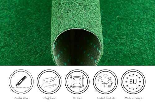 andiamo Kunstrasen Outdoor wasserdurchlässig, Rasenteppich wetterfest, Drainage-Noppen, UV-beständig, für Balkon und Garten, Farbe:Grün, Größe:200 x 300 cm