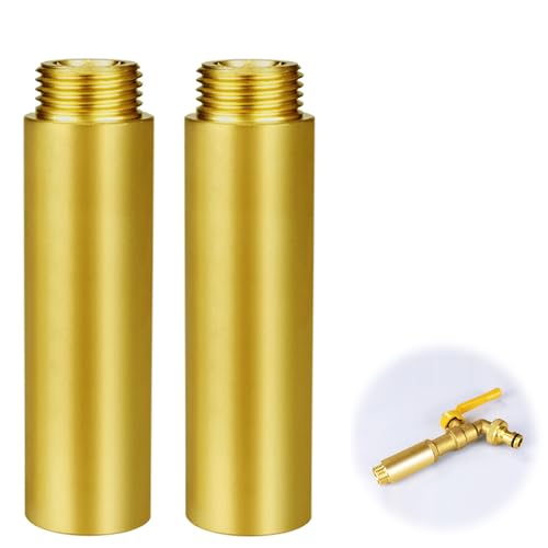 2 Stück Hahnverlängerung 1/2 Zoll x 80 mm, Messing Verlängerung Fitting, DN15 Verlängerung Fitting, Gewindefitting Hahnverlängerung mit Außen auf Innengewinde für Heizung Trinkwasser Installation