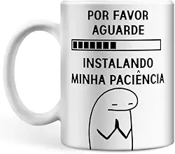 Caneca Porcelana Por Favor Aguarde Instalando Minha Paciência Meme 300ml