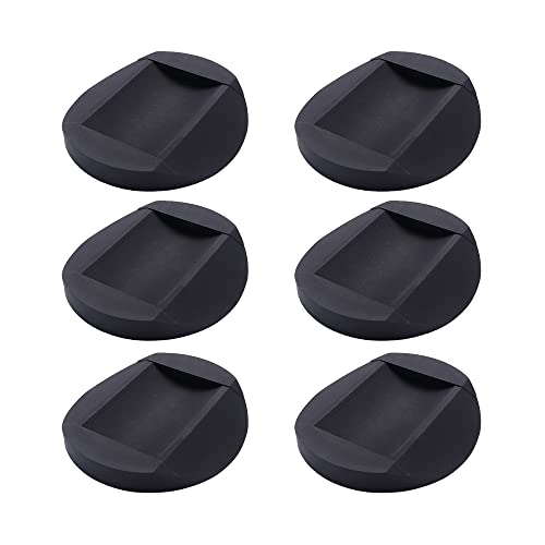 VooGenzek 6 Piezas Tazas de Goma para Muebles, Almohadillas Protectoras de Goma para Pies, Antivibración Lavadora, Protectore de Piso para Suelos, Camas, Sofás, Sillas, Ruedas, Negro