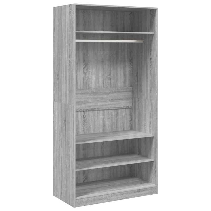 Eleganz Armario gris Sonoma 100 x 50 x 200 cm de material de madera – Armario moderno para dormitorio y salón, solución de almacenamiento, duradero y estable