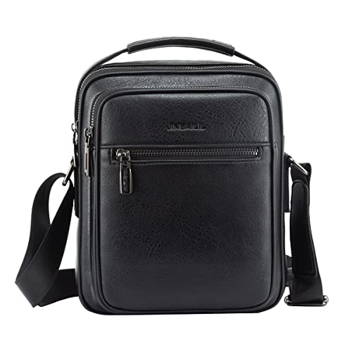 LEASOUL Herren Umhängetasche PU Leder Schultertasche Herrentasche mit Großer Kapazität für Alltag Freizeit Arbeit Cover
