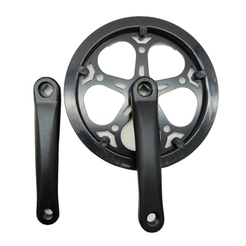 EXTRWORY Juego de bielas de una sola velocidad plegable para bicicleta de 170 mm, juego de manivela de agujero cuadrado 52T piñón de bicicleta con disco protector para bicicleta de velocidad única o