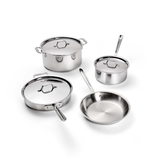 All-Clad D3 3-Ply Stainless Steel Cookware Set 7 Piece Induction Oven Broil Safe 600F Pots and Pans