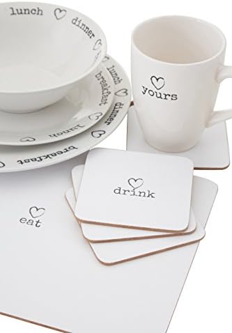 Premier Housewares 1203649 Charm Placemats - Set of 4, White, H2 x W29 x D22cm