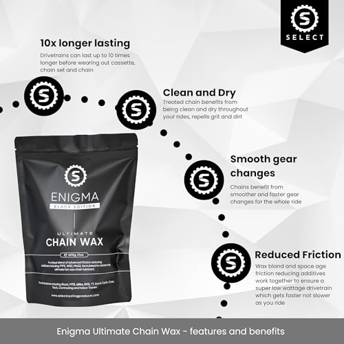 Enigma Ultimate Chain Wax - Black Edition 600g, | Hot Melt Bike Chain Wax | Ultra Low Friction Formula including PTFE MoS2 WS2 | The Best Chain Lubrication On The Market |