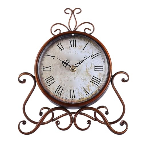Reloj de mesa retro con acabado antiguo de hierro decorativo duradero 2