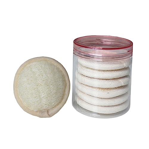 Ipetboom 1 10pcs Face Exfoliator Loofah Sponge Pads Gentle Makeup and Skin Cleaning for All Skin Facial Cleansing Jar