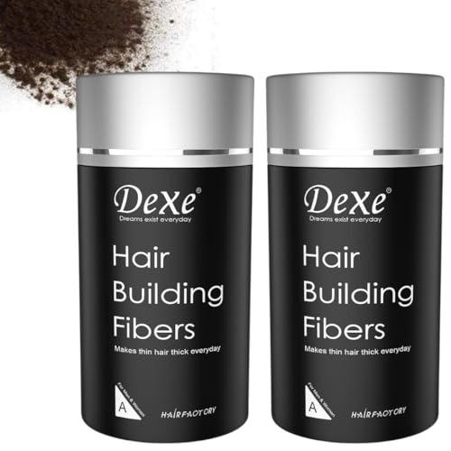 2Pcs Hair Building Fibers Dark Brown (2x22G) Hair Volumizing Powder for Hairs Thinning 100% Natural Thickening Hairs Fibers Volume Powder For Hairr & Beard Hairr fibres For Men & Women