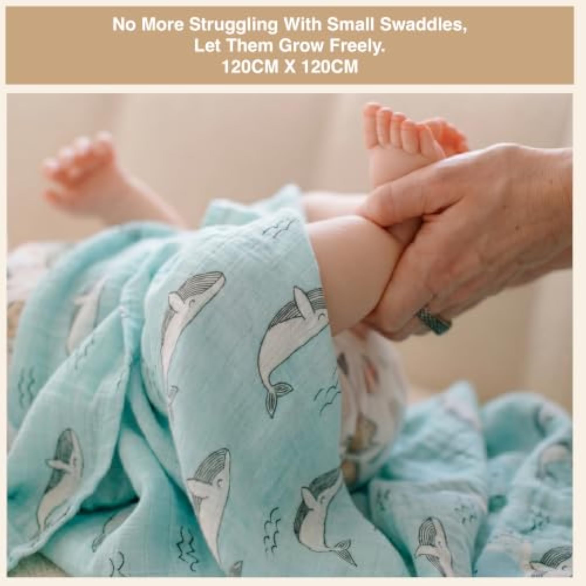 Premium Organic Bamboo Baby Swaddle Wrapper Receiving Blanket