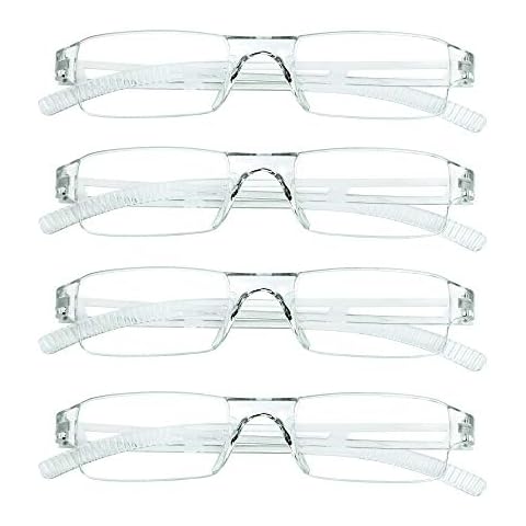 LifeArt 4 Pairs Reading Glasses, Blue Light Blocking Glasses, Computer Reading Glasses for Women and Men, Fashion Rectangle Eyewear Frame(4 Clear, +2.00 Magnification) Cover