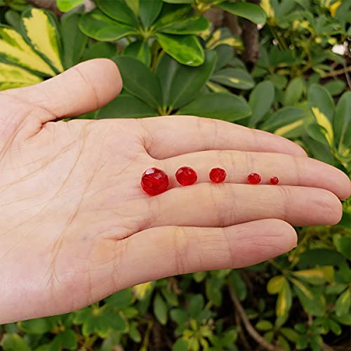 Image of Chengmu Red Rondelle Glass Beads for Jewelry Making, Faceted Briolette Crytal Spacer Beads for Bracelet Necklace Earring (2mm 4mm 6mm 8mm 10mm Mixed Sizes, 1000pcs)