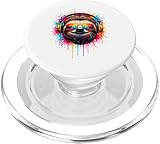 Cooler langsamer Faultier-DJ mit Hörhörern Pop Art Splash Style. PopSockets PopGrip für...
