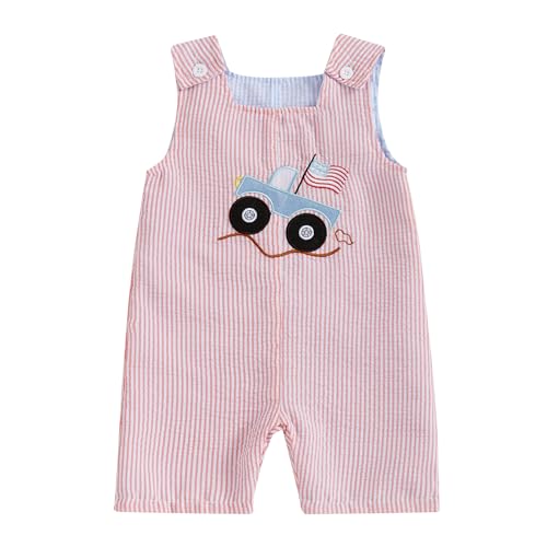 Image of Amnnchya Newborn Baby Boy Girl Clothes Stripes Sleeveless Romper Infant Embroidery Bodysuit Cute Summer Spring Outfit