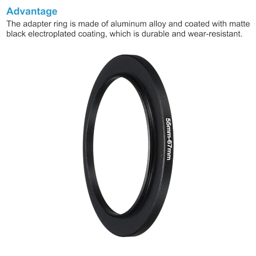PATIKIL 55mm-67mm Metal Step Up Ring with Cleaning Cloth, 2 Pack Camera Lens Filter Adapter Ring Aluminum Filter Adapter Ring for Camera Lenses Hood, Black - Image 4