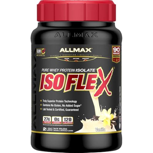 ALLMAX Nutrition - ISOFLEX Whey Protein Powder, Whey Protein Isolate, 27g Protein, Vanilla, 2 Pound