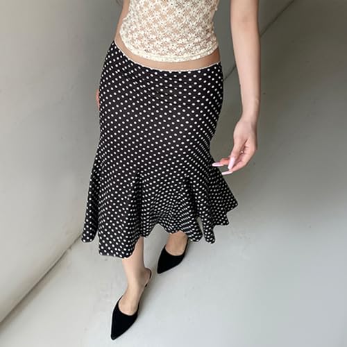 Women's Polka Dot Print Midi Skirt Low Waist Flowy Hem Slim Skirts Summer Trendy Y2k Half Dress Streetwear4