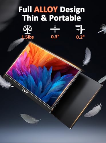 Image of KYY 4K Portable Monitor 15.6 inch Portable Monitor for Laptop UHD IPS 3840X2160 External Screen with 100% sRGB & HDR Gaming Display for Laptop PS5 /4 Xbox Switch with Speakers, VESA Compatible