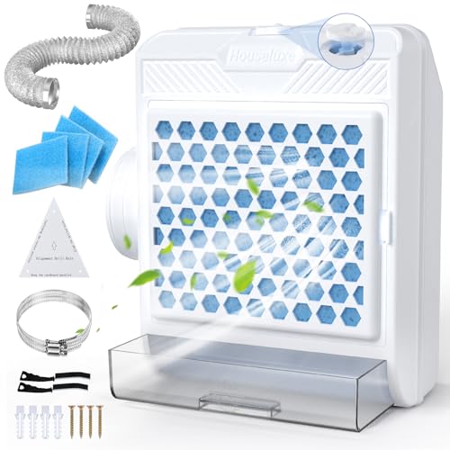 Houseluxe 3-in-1 Indoor Dryer Vent Kit, Upgraded Safety Vent Flap, Stainless Steel Screen with 5PCS Polyester Filters and Water Drawer System, Dryer Vent Box for Electric Dryer, White