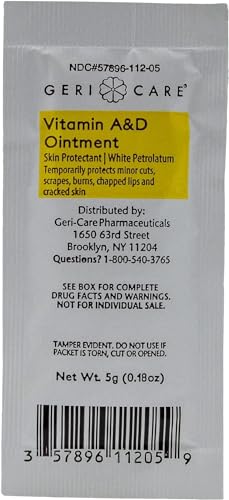 GeriCare Vitamin A&D Ointment | Skin Protectant | 5 Grams (144 Packets)