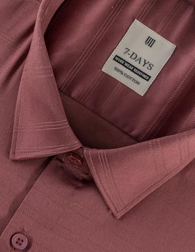 Image of 7-DAYS Men's Premium Formal Shirts - Regular Fit, Full Sleeve, 100% Pure Cotton, Self-Design, with Pocket - Stylish Office Shirts for Men