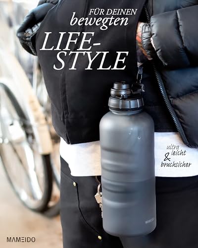 MAMEIDO Trinkflasche mit Strohhalm 2 l (Carbon Grey) – Ansicht 3