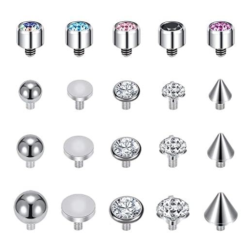 ZS 16G Edelstahl Dermal Anchor Piercing Diamant Dermal Aufsatz Ersatz CZ Haut Microdermal Piercing Schmuck für Männer Frauen (A)