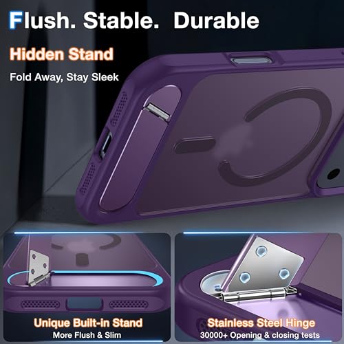 Support magnétique iPhone 17 Pro Max antichoc avec béquille MagSafe violet - 3