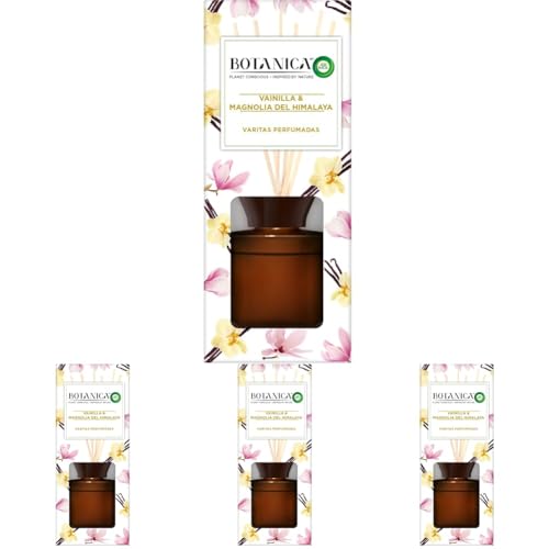 Botanica by Air Wick Varitas Perfumadas - Mikados Ambientador, Esencia Para Casa Con Aroma A Vainilla Y Magnolia Del Himalaya, Naturaleza, 80 ml (Paquete de 4)