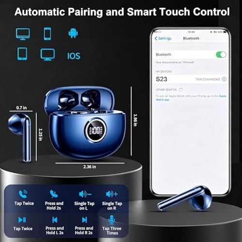 Cascos inalámbricos Bluetooth con 40H de batería e impermeabilidad IP7 6