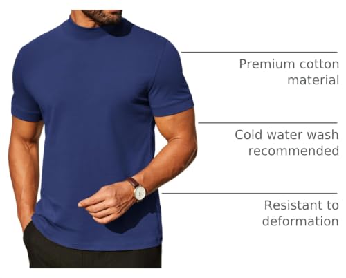 Image of COOFANDY Mens Mock Turtleneck Shirts Casual Premium Cotton Short Sleeve Shirt Basic Half Neck T-Shirts