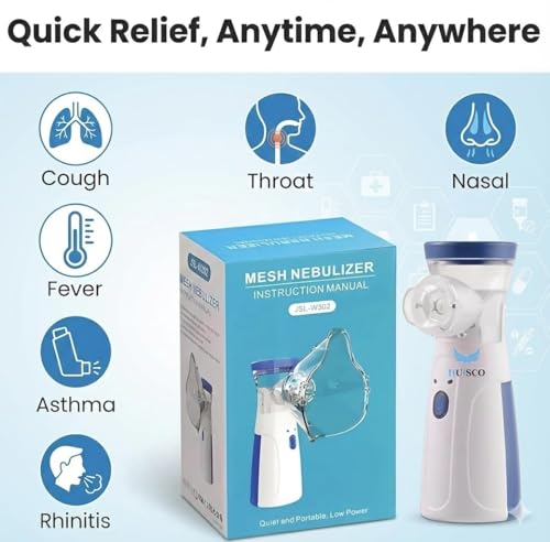 Image of Portable Mesh Nebulizer for Adults and Kids Travel and Household Use, Handheld Mesh Nebulizer for Breathing Problems, Personal Inhalers for Cold and Cough Dry Cough - Quick Relief, Wireless Vaporizer Machine With Respiratory Mask And Inhaler