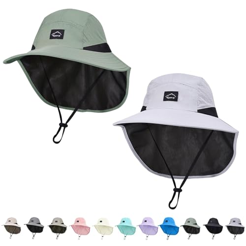Image of ZOORON Kids Sun Hat with Neck Flap UPF 50+ Beach Hats for Baby Boys Girls