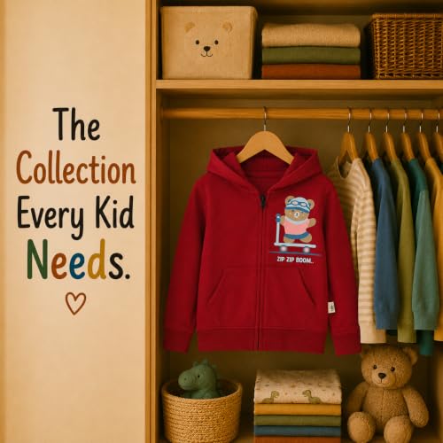 Image of The Mom Store Winter Jackets for Kids | Cute Sweatshirt and Cool Hoodies for Baby Boy and Baby Girls | with Zippers | Hoodie Cap