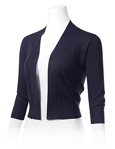 Image of Allsense Women's 3 /4 Sleeve Cropped Shrug Cardigan | Classic Bolero, Open-Front, Lightweight Soft Fine Knit Cover Up