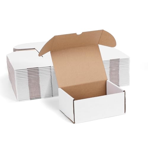 Image of ZBEIVAN 7x5x3 White Shipping Boxes Set of 25, Corrugated Cardboard Mailer Boxes for Packaging Small Business Mailing Gifts