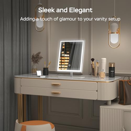 Lighted Vanity Mirror with 3 Color Modes, Dimmable Lighting, and Touch Control - Perfect Gift for Teen Girls and Women (12in, White)