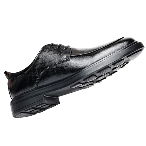 Image of Men's Dress Shoes Casual Oxford Lace-up Fashion Business Formal Shoes Black 44