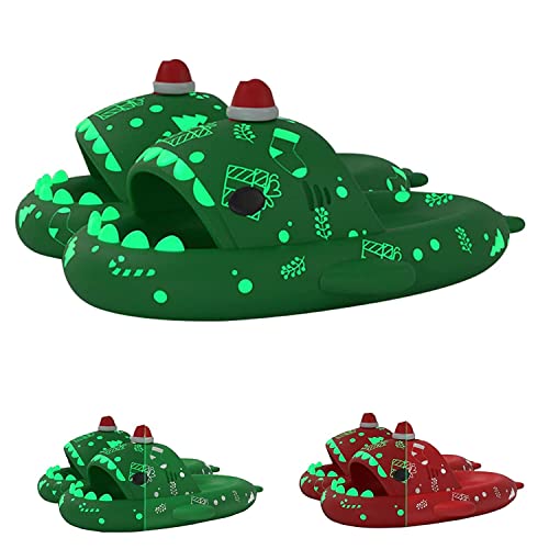 Christmas Shark Slides,Santa Shark Slides,Spooky Shark Slides Glow In The Dark For Men Women,3D Cloudy Shark Slippers